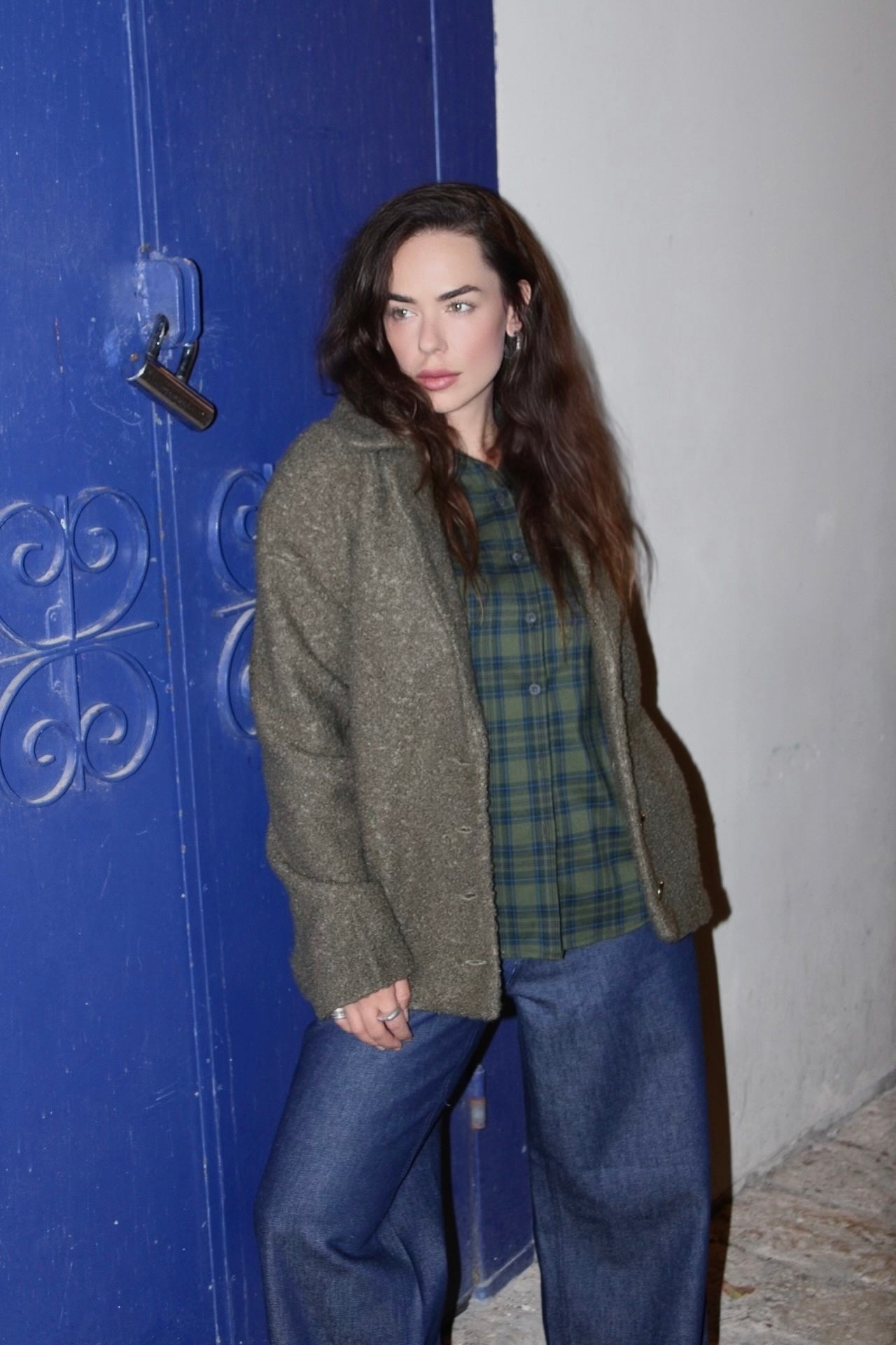 חולצת ניו יורק משובצת ירוקה